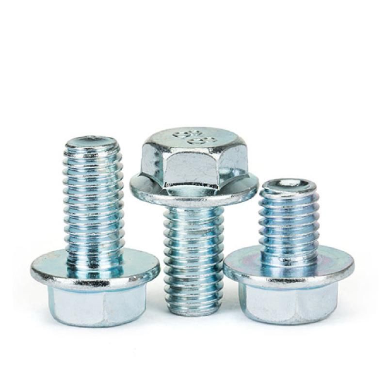 DIN6921 M8-M24 Flanged Hexagon Head Bolts Rivet Galvanized Nuts and Bolts Screw Fastener Stainless Steel 304, Flange Bolt