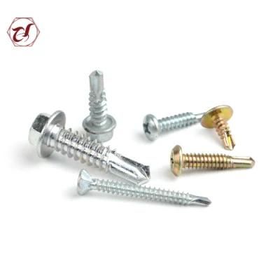 Galvanized Carbon Steel Zinc Plated Round Wafer Hex Washer Flat Pand Head Self Drilling Screws