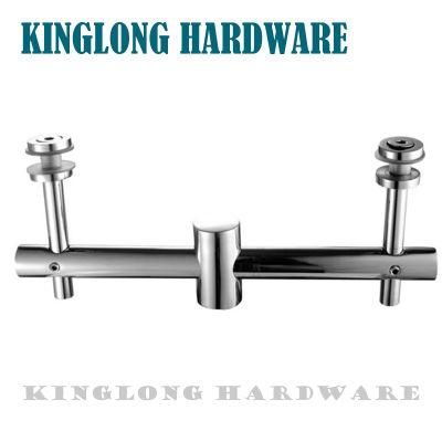 Stainless Steel Handrail Fitting Metal Stud Partition Double Glass Connector