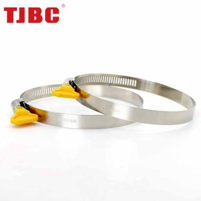 Stainless Steel Hose Clamp with Plastic Handle Key Adjustable Butterfly Hose Clamp for Water Drain Hose Garden Hose, Rubber Pipe, 40-64mm