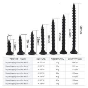 High Quality Galvanized Black Phosphate Gypsum Drywall Screws for Metal and Wood