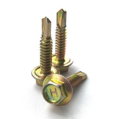 Hex and Slotted Head Galvanized Self Drilling Screw with Rubber Washer
