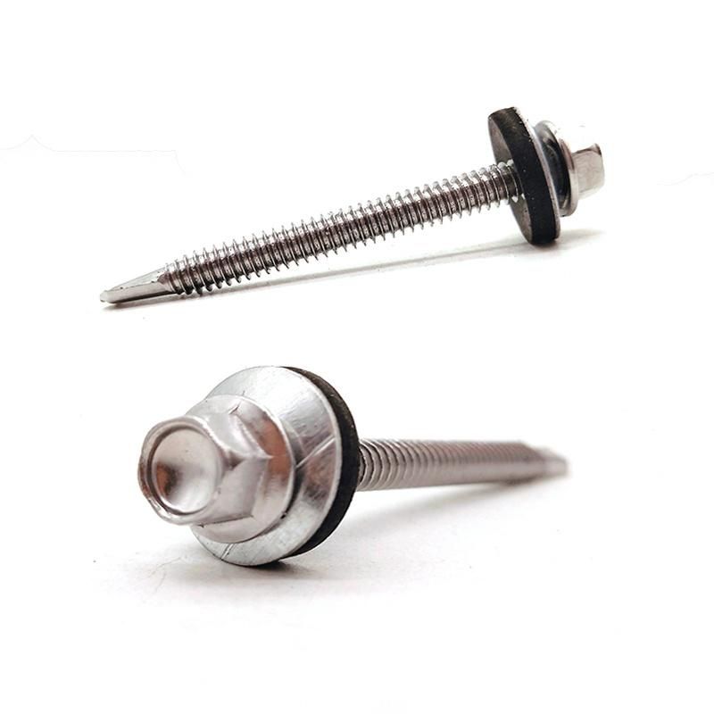 SS304 SS316 Stainless Steel Hex Washer Flange Head Self Drilling Roofing Screw with EPDM Washer DIN7504K