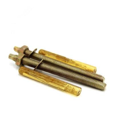China Wholesale Fastener Hardware Yellow Zinc Plated Chemical Anchor Studs/CAS with Capsule and Stud for Construction Fixing