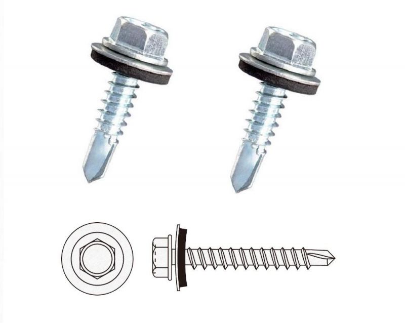 Drill Point Hex Head with EPDM Bonded Washer Roof Screws Pole Barn Screws