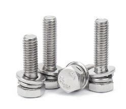 M4m5m6m8m10m12 304 Stainless Steel Outer Hexagon Combination Screw Flat Head Hexagon Head Three Combination Bolt