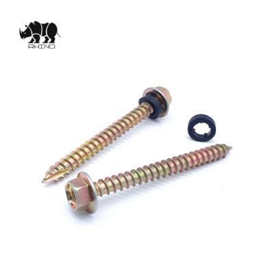 China Screw Color Painted Head Screw Hex Flanged Head Self-Tapping Screw with EPDM Bonded Washer