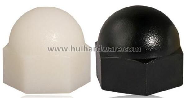 Black/White Domed Nylon Cap Nut Acorn Nut