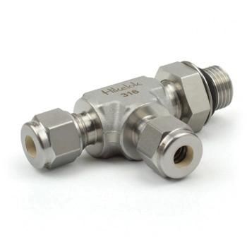 Stainless Steel Double Ferrules Compression Tube Fittings Positionable Male Branch Run Tee