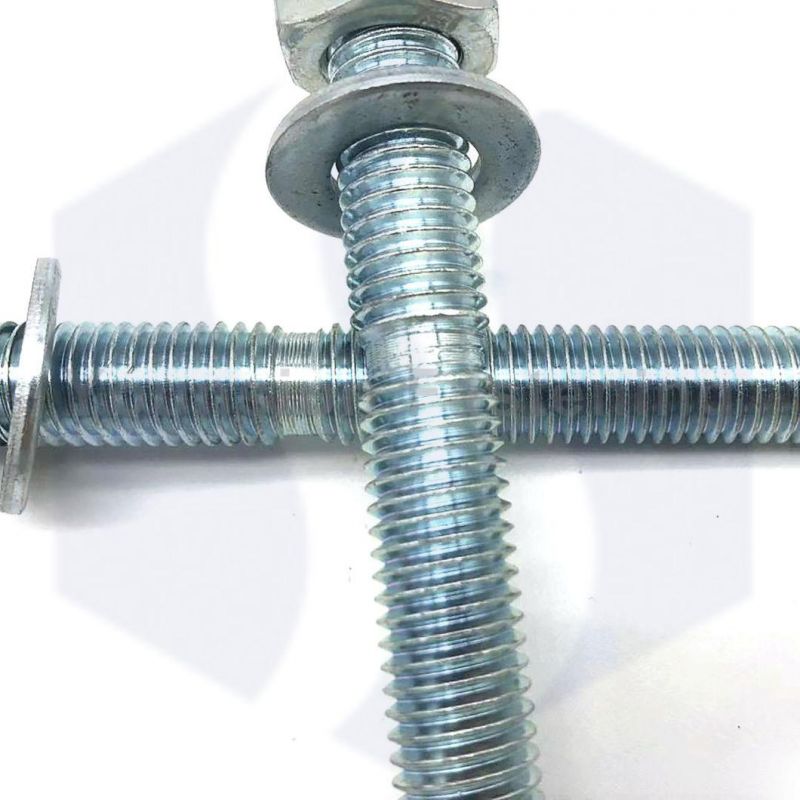 Chemical Stud Anchor Bolt with Hex Nut and Washer 5.8 Grade White Blue Zp