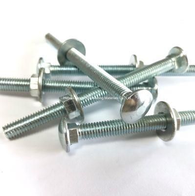 Carriage Bolts, 3/8 in. -16 X 4 in., A307 Grade a Zinc Plated with Flange Nut 25kg/Carton Packing