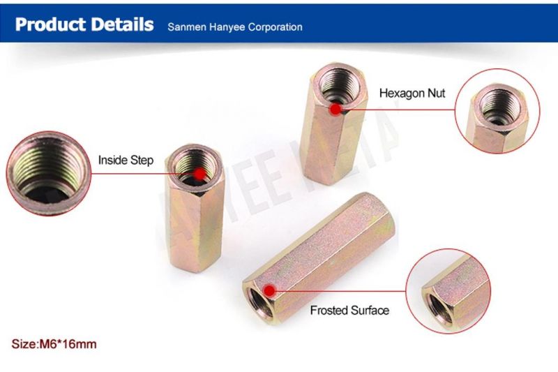 3/8-16 X L1-3/4 X W5/8 Color-Zinc Plated Coupling Nut