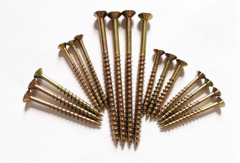 Yellow Zinc Pozidriv Double Countersunk Head Tapping Chipbaord Screw