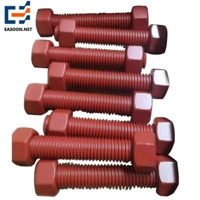 Teflons Bolt and Nut M24 Red Coating A3c Threaded Rod