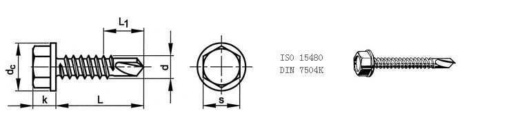 DIN7504 Fastener/ Stainless Steel 410 Hex Self Drilling Screws