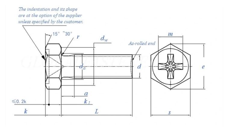 Stainless Steel Cross Recessed Hex Bolt for Furniture