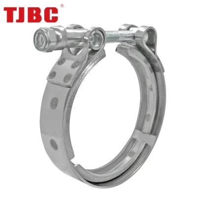 Heavy Duty 304 Stainless Steel Quick Release V Band Clamps with Flanges for Automotive Exhaust Pipe, Working Area Custom-Made