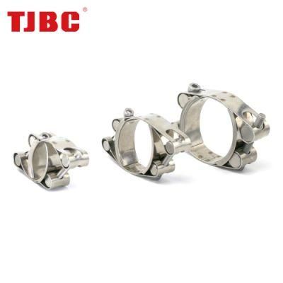 304ss Stainless Steel Heavy Duty Double Bolts and Double Bands Super Hose Tube Clamp for Heavy-Duty Car, 210-220mm