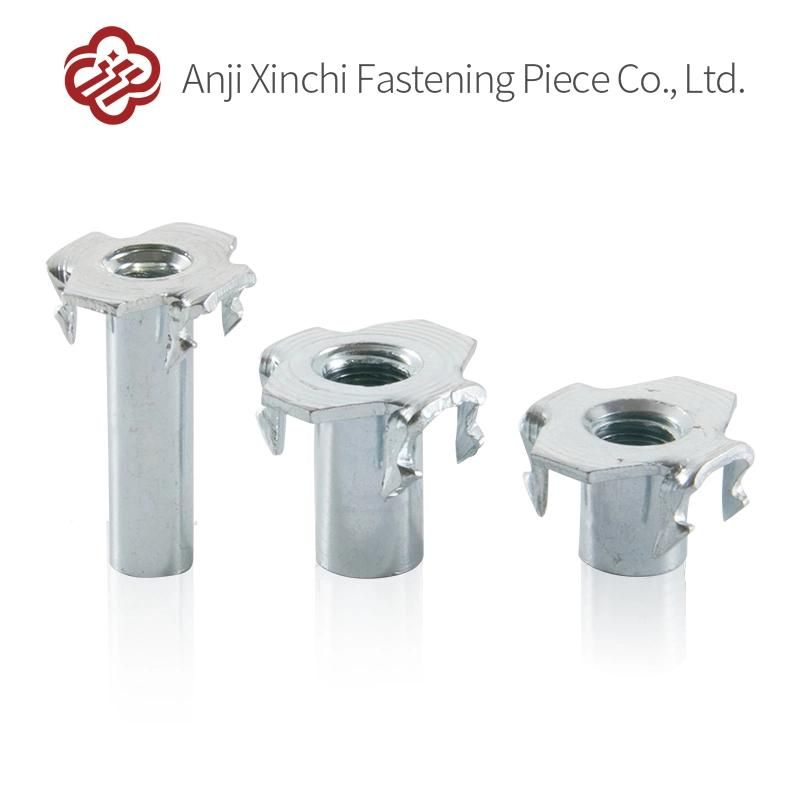 Barbed Four Prong Nuts Carbon Steel Furniture Fastener Nuts