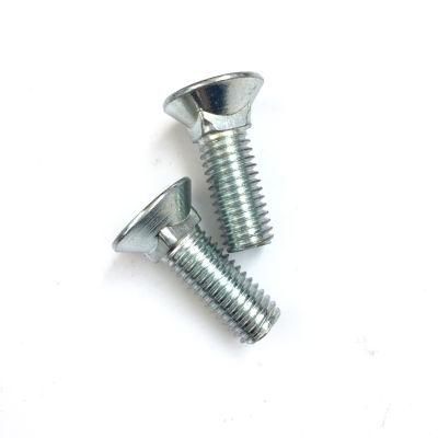 Flat Head Square Neck Screw with White Zinc Plated/Customized Flat Head Screw