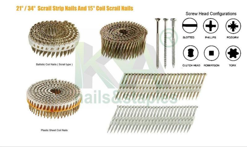 15 Deg Wire Collated Zinc Coil Nails