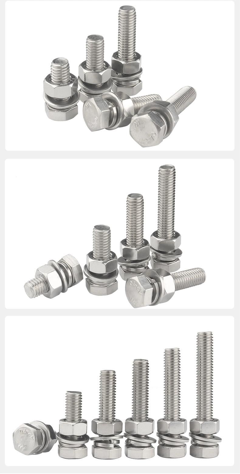 China Factory Fasteners Steel Hex Bolt DIN933 Stainless Steel M8 M16 M20 Hex Bolt and Nut Bolt