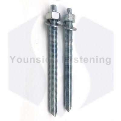 Chemical Stud Anchor Bolt with Hex Nut and Washer 5.8 Grade White Blue Zp