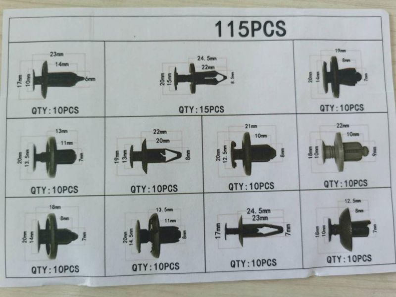 115PCS Car Clip Most Popular Sizes Auto Push Pin Rivets Set Bumper Retainer Clips Car Plastic Rivets Fasteners Push Retainer Kit