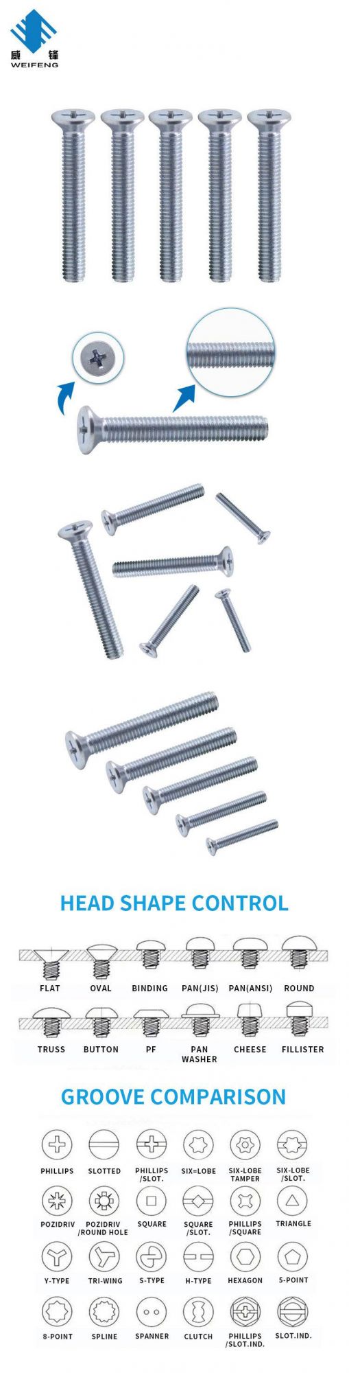 High Quality Countersunk Head Cross Slotted Machine Screw