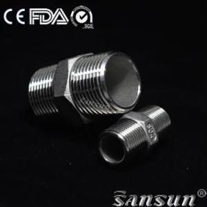 Sanitay Stainless Steel Male Hexagon Screw Threaded Both Ends Nipple