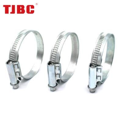 12mm German Type Galvanized Iron Worm Drive Hose Clamp Without Welded Housing, Adjustable Non-Perforated Pipe Tube Clip, 80-100mm