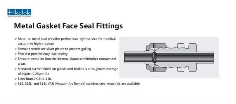 Swagelok Type VCR Fittings Metal Gasket Face Seal Fittings