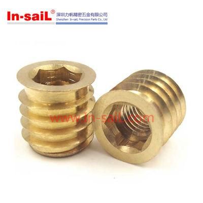 8-32 Threaded Insert for Wood/Plastic Solid Brass