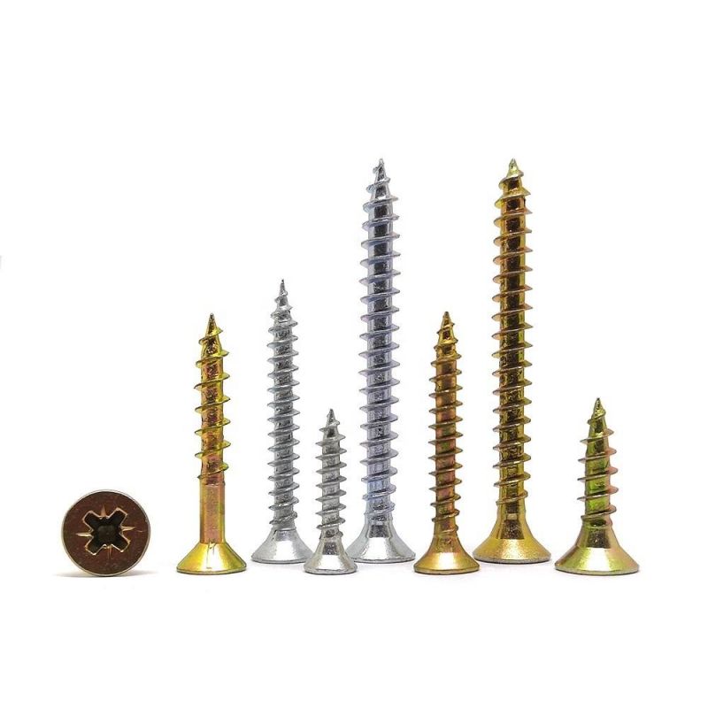 China Wholesale Harden Self Tapping Chipboard Screw C1022 Yellow Zinc Plated Chipboard Screw
