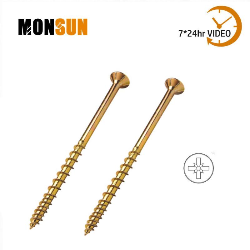 Pz Cross Recess High Performance Waxed Yellow Zinc Plated Multipurpose Wood Screw/Chipboard Screws