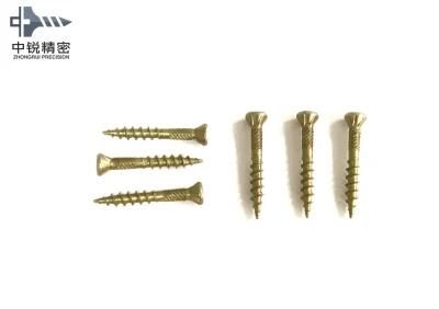 3.0X10mm Chipboard Screws Hardened Flat Head Bright Yellow Zinc Plated Full Threaded Chipboard Screw