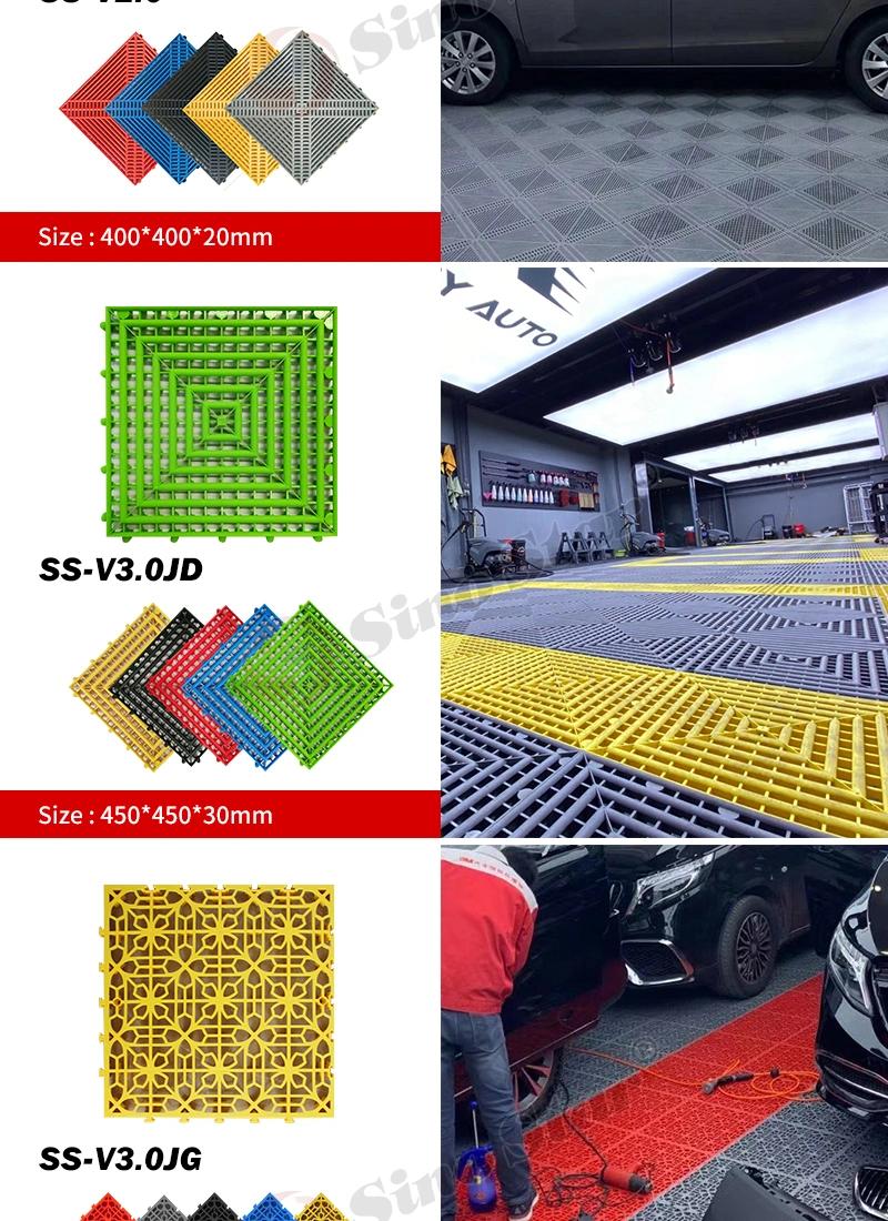 Ss-V1.8pm Sino Star18mm PP Garage Interlocking Floor Tiles Removable Plastic Interlocking Floor Mats for Car Washing