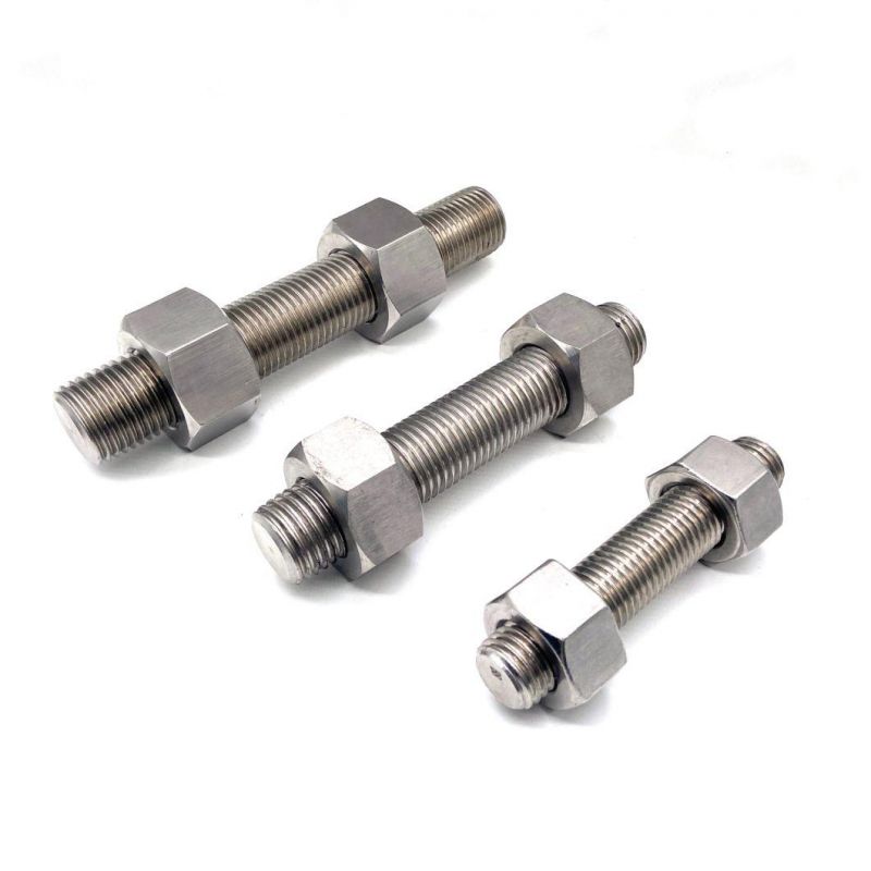 SS304 SS316 A193 B8 B8m A193 Stainless Steel High Tension Full Thread Double End Stud Bolts and Nuts