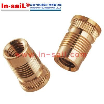 Brass Insert with Left Right Knurl Pattern