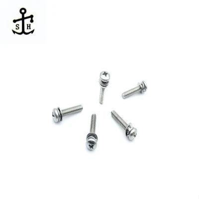 SUS304 Cross Recessed Pan Screws and Plain Washers Assemblies Made in China