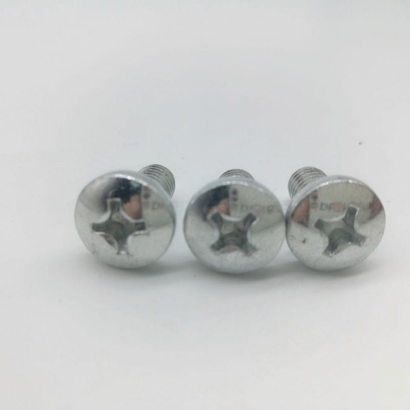 Flat Round Head Screw with White Zinc