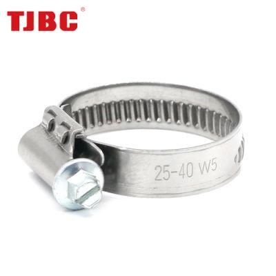 OEM&ODM 12mm German Type 316ss Stainless Steel Worm Drive Pipe Tube Clip, Adjustable Non-Perforated Hose Clamp for Automotive, 16-27mm