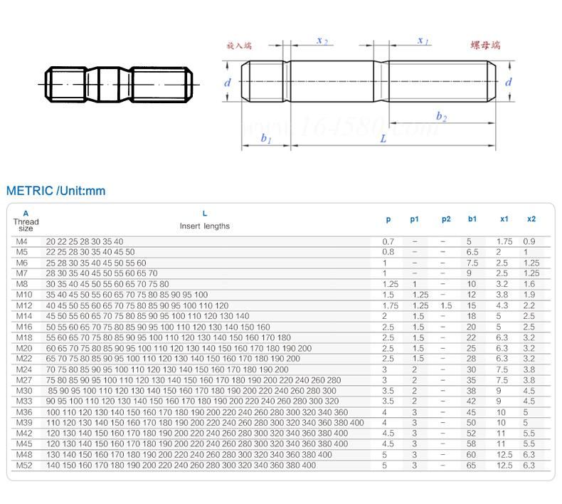 Customized Cheap Price DIN939 Studs Metal End