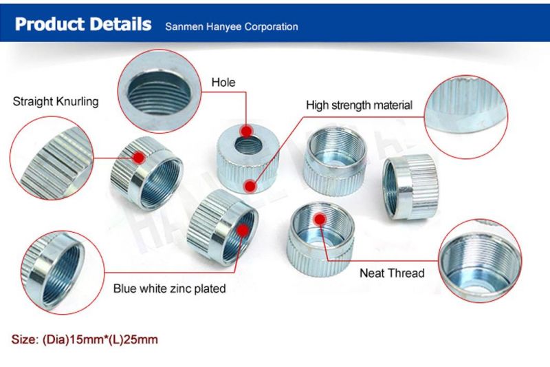 ISO Standard Blue White Zinc Plated Knurled Nut Stub Nut