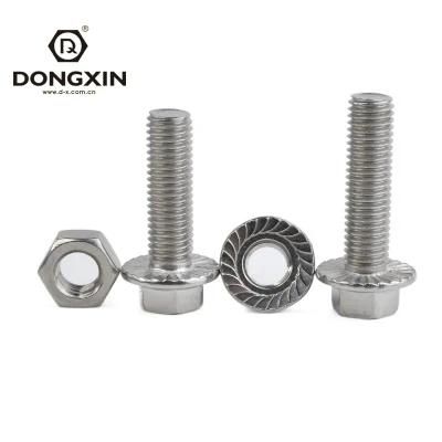 M4 M6 M8 M12 Hex Flange Head Carbon/Stainless Steel Bolt and Nut Fasteners